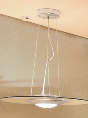 Pendente em aço e vidro
