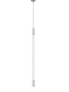 Pendente tube vertical LED 18W em alumínio branco e preto instalado em ambiente moderno