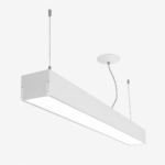 Pendente Solaio LED 36W branco em alumínio e acrílico, luminária linear de 1200mm com acabamento em pintura eletrostática para iluminação moderna de ambientes internos.