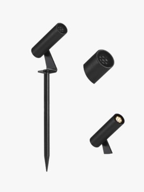 Balizador em aluminio, possui LED incorporado de 3W, temperatura de cor de 3000K (luz quente) e fluxo luminoso de 300 lúmens,