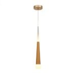 Pendente Cônica Metal Dourado LED 5W 3000K com cristal decorativo para salas e bancadas