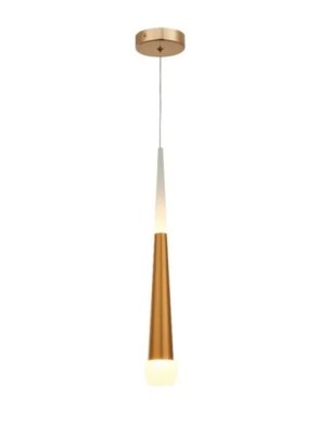 Pendente Cônica Metal Dourado LED 5W 3000K com cristal decorativo para salas e bancadas