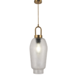 Pendente de vidro e metal bronze com 350 mm de altura