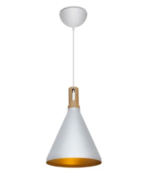 Pendente Aluminium 422 branco em alumínio e madeira 15W E-27