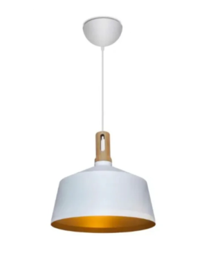 Pendente Aluminium 423 branco em alumínio e madeira com soquete E-27