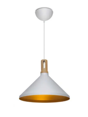 Pendente Aluminium 424 branco em alumínio e madeira 15W E-27