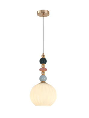 Pendente Cerâmica Branca com Vidro e Metal Cromático E27 Bivolt para Sala de Jantar