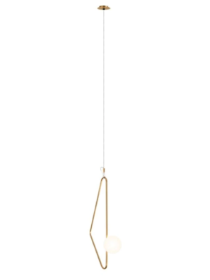 Pendente Scalene LED G9 dimerizável em alumínio e vidro com acabamento premium nas cores preto, branco e dourado.