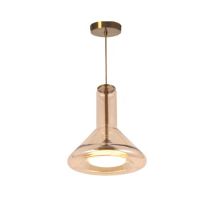 Pendente de metal e vidro bronze para iluminação interna