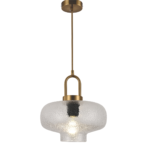 Pendente de vidro bronze em metal com soquete E27