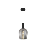 Luminária pendente E27 bronze com cúpula de vidro