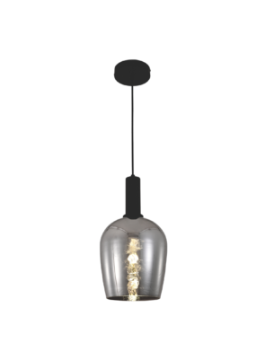 Luminária pendente E27 bronze com cúpula de vidro