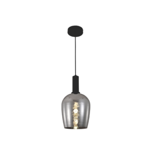 Luminária pendente E27 bronze com cúpula de vidro