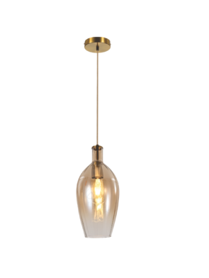 Pendente dourado com vidro E-27 bivolt dimerizável