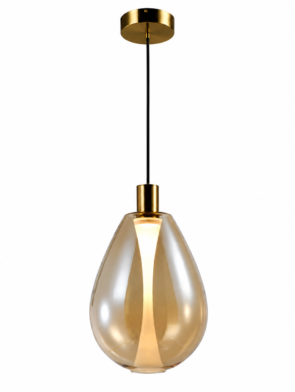 Detalhe do acabamento dourado do Pendente Sug em metal e vidro