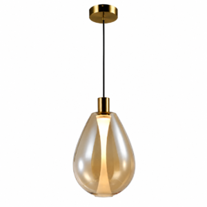 Detalhe do acabamento dourado do Pendente Sug em metal e vidro