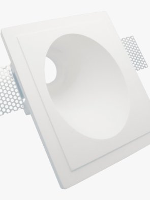Spot de Gesso Angular Redondo para lâmpada PAR20 com soquete E27 e acabamento em gesso e aço