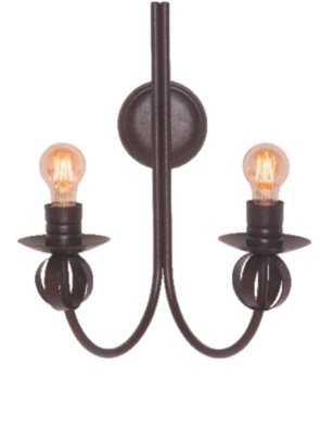 Arandela Estância Dupla marrom vista frontal com iluminação decorativa para ambientes internos