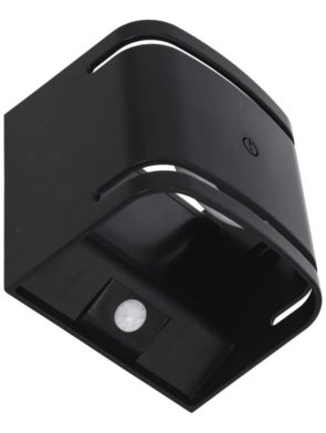 Arandela Halo LED 4W 3000K preta IP44 instalada em parede moderna com iluminação decorativa.