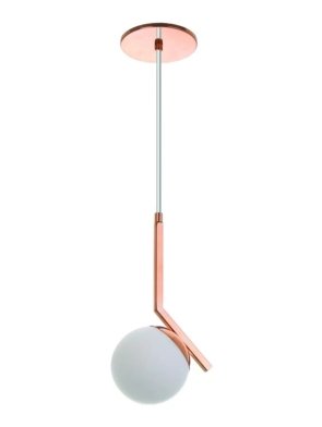 Pendente de vidro vertical preto e cobre 7W bivolt